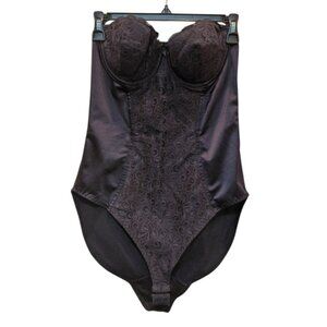 Wolford Belle Fleur Corset Teddy Bodysuit Straplss 38B Black Lace